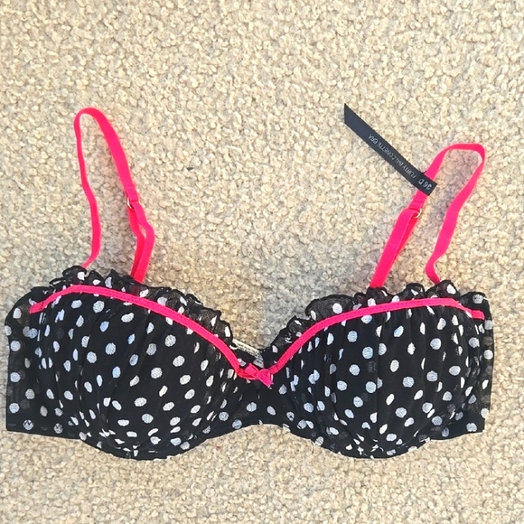 Express Polka Dot Underwire Bra  Black and Pink 36D - Picture 1 of 9